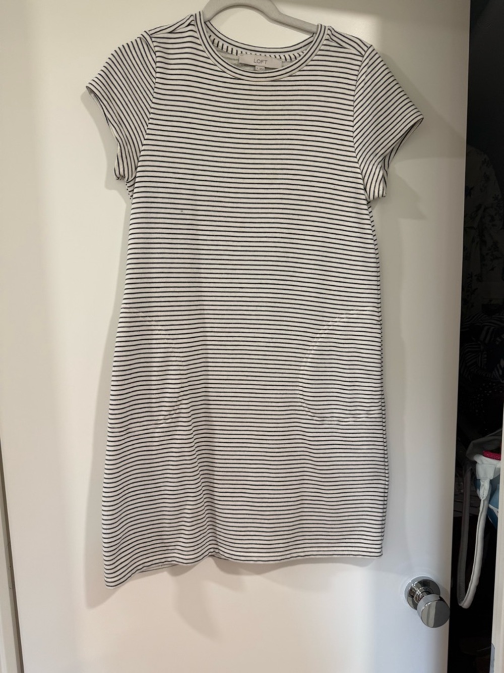 LOFT Black and White Striped Mini Dress